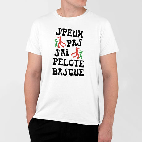 T-Shirt Homme J'peux pas j'ai pelote basque Blanc