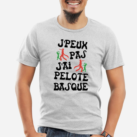 T-Shirt Homme J'peux pas j'ai pelote basque Gris