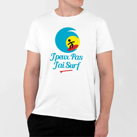 T-Shirt Homme J'peux pas j'ai surf Blanc