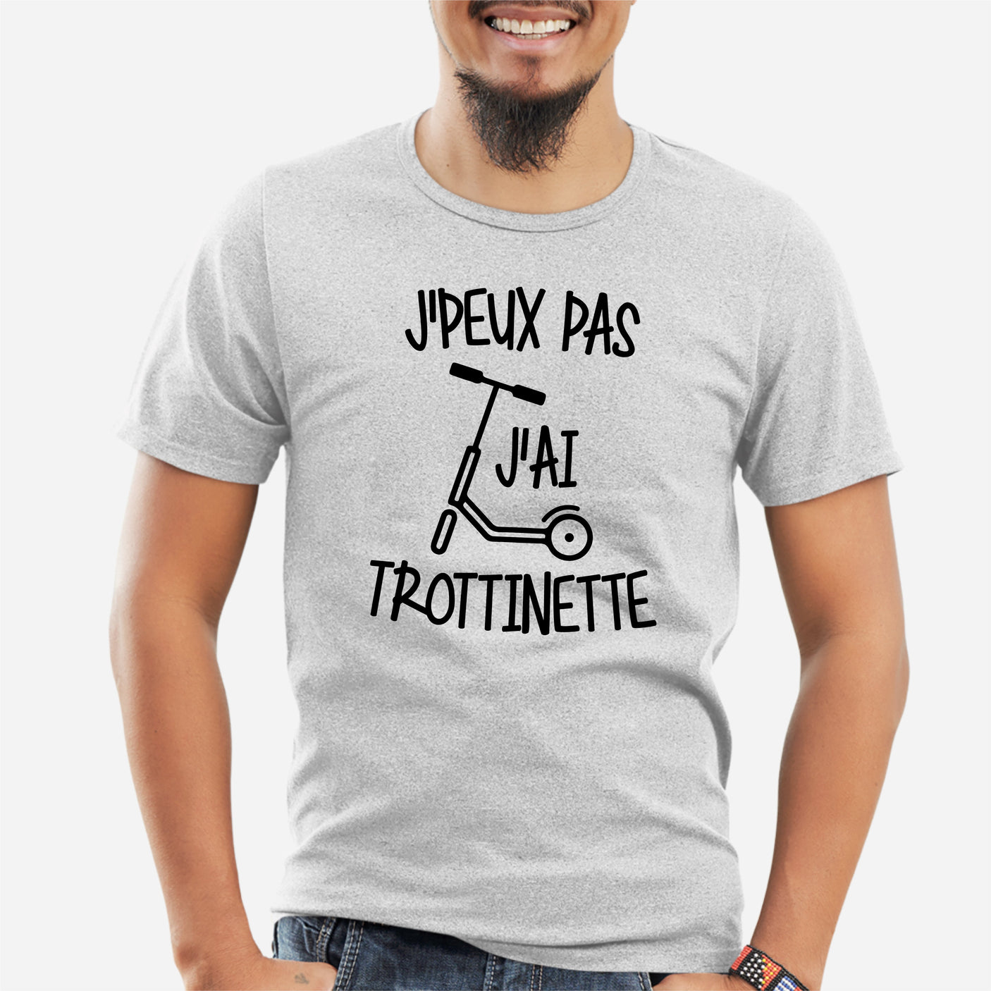 T-Shirt Homme J'peux pas j'ai trottinette Gris