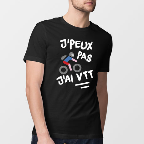 T-Shirt Homme J'peux pas j'ai VTT Noir