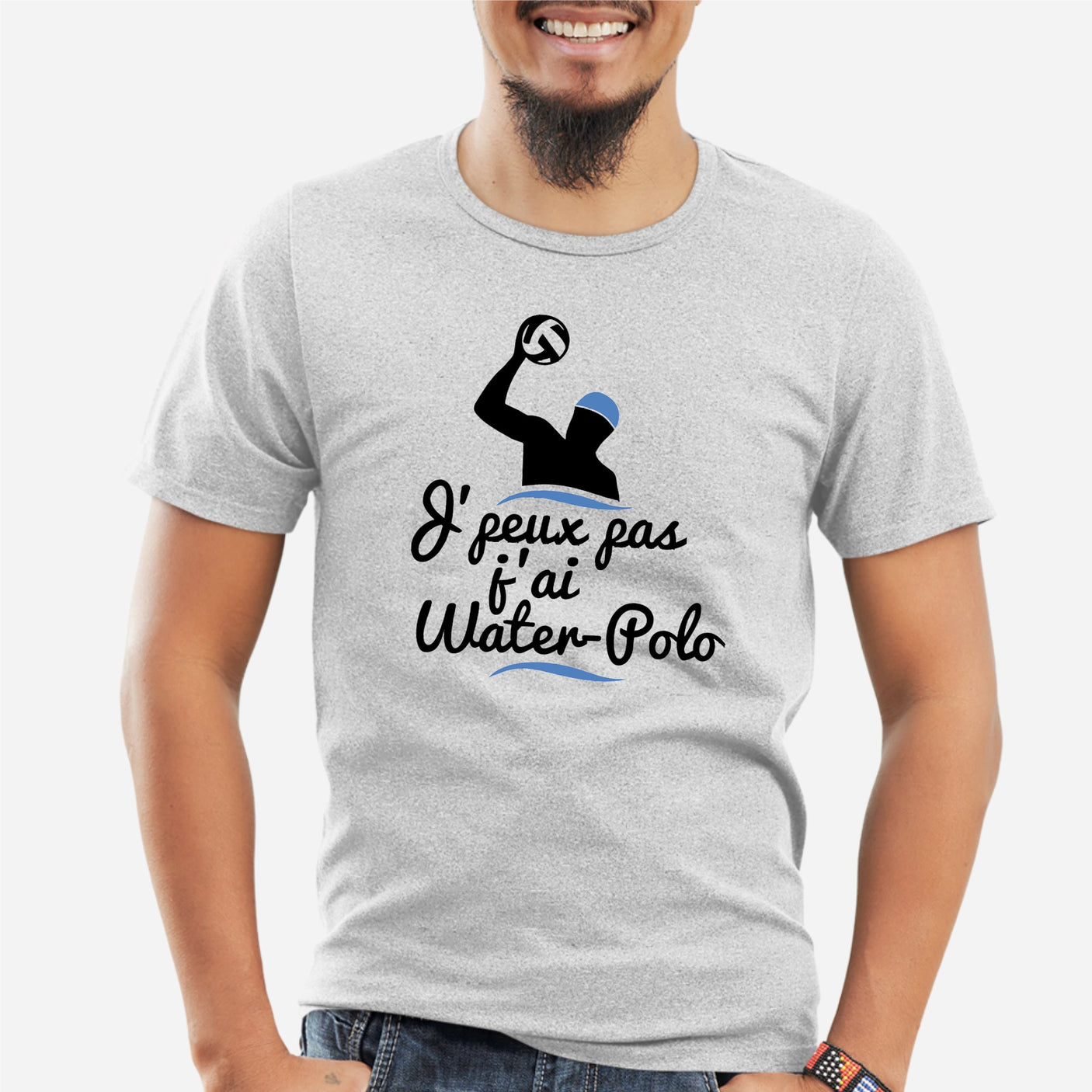 T-Shirt Homme J'peux pas j'ai water-polo Gris