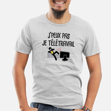 T-Shirt Homme J'peux pas je télétravail Gris