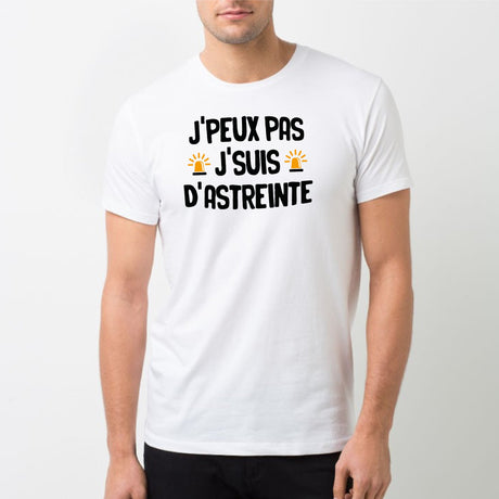 T-Shirt Homme J'peux pas j'suis d'astreinte Blanc