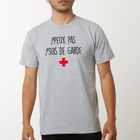 T-Shirt Homme J'peux pas j'suis de garde Gris