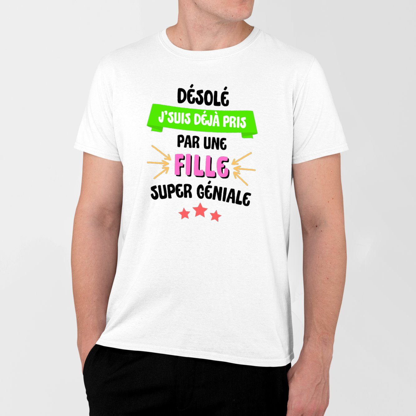 T-Shirt Homme J'suis déjà pris pas une fille super géniale Blanc