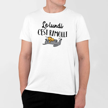 T-Shirt Homme Le lundi c'est ramolli Blanc