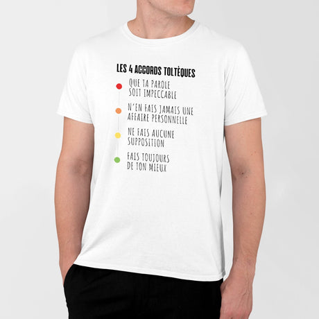 T-Shirt Homme Les 4 accords toltèques Blanc