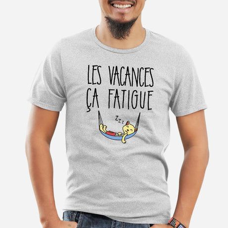 T-Shirt Homme Les vacances ça fatigue Gris