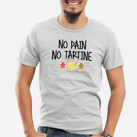 T-Shirt Homme No pain no tartine Gris