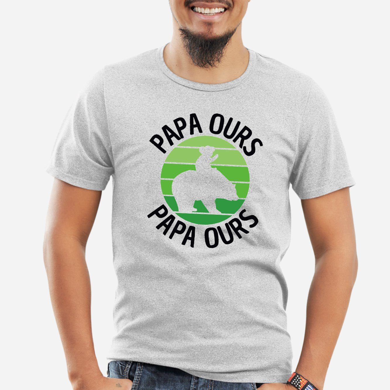 T-Shirt Homme Papa ours Gris