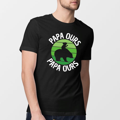 T-Shirt Homme Papa ours Noir