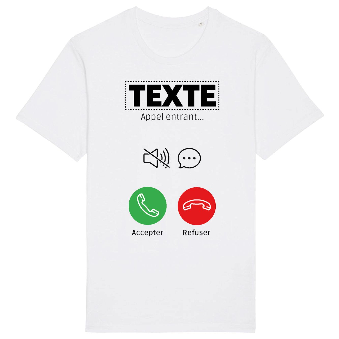T-Shirt Homme Personnalisé Appel de "votre texte" Blanc