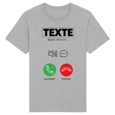 T-Shirt Homme Personnalisé Appel de "votre texte" Gris