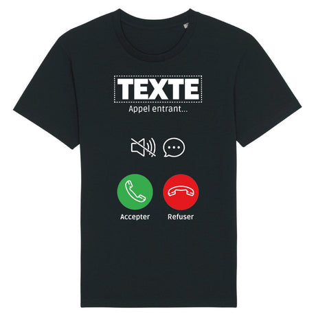 T-Shirt Homme Personnalisé Appel de "votre texte" Noir