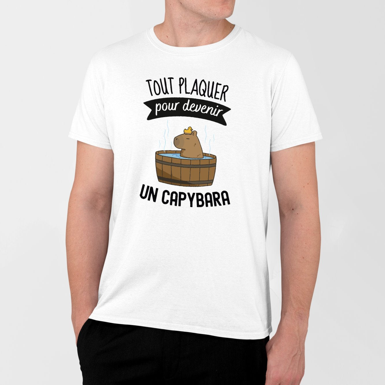 T-Shirt Homme Tout plaquer pour devenir un capybara Blanc