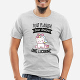 T-Shirt Homme Tout plaquer pour devenir une licorne Gris