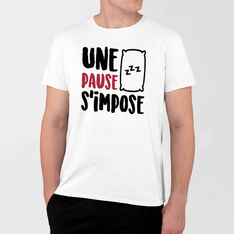 T-Shirt Homme Une pause s'impose Blanc