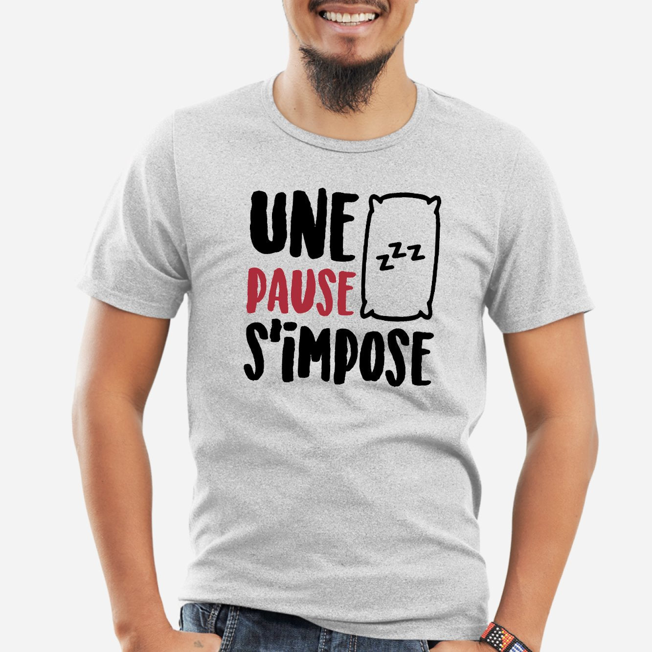 T-Shirt Homme Une pause s'impose Gris