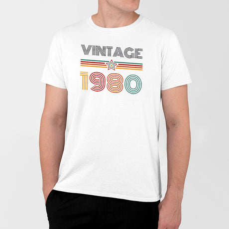 T-Shirt Homme Vintage année 1980 Blanc