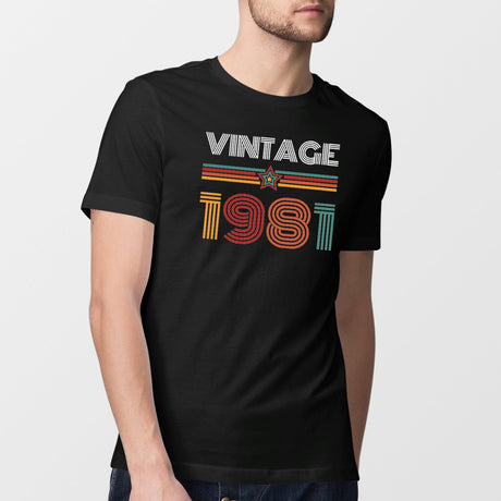 T-Shirt Homme Vintage année 1981 Noir