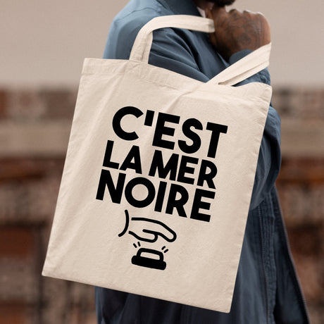 Tote bag C'est la mer noire Beige