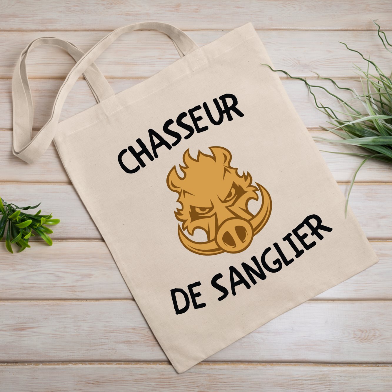 Tote bag Chasseur de sanglier Beige