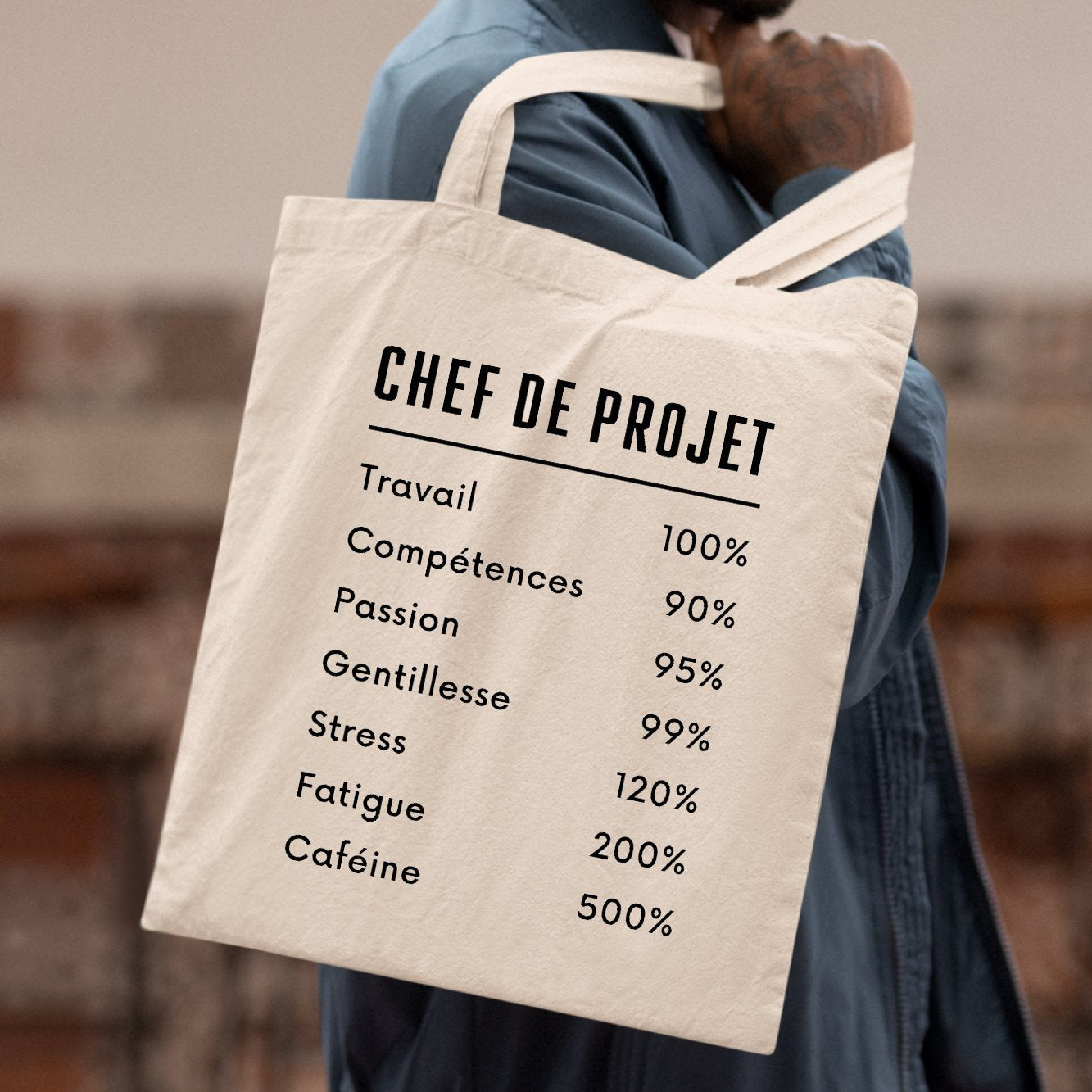 Tote bag Chef de projet Blanc