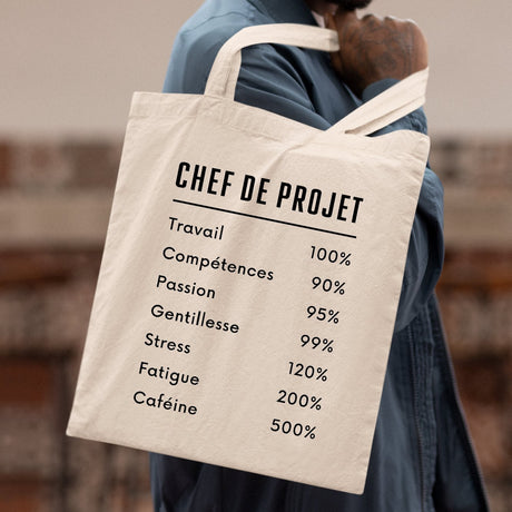 Tote bag Chef de projet Blanc