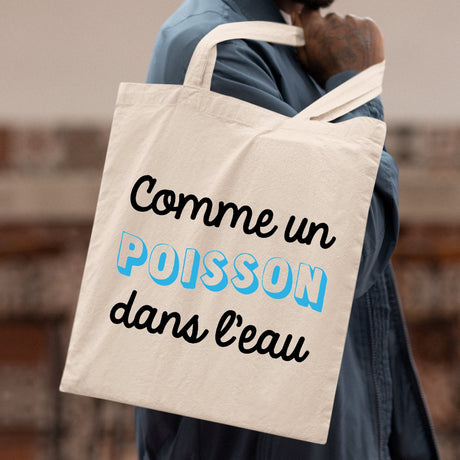 Tote bag Comme un poisson dans l'eau Blanc