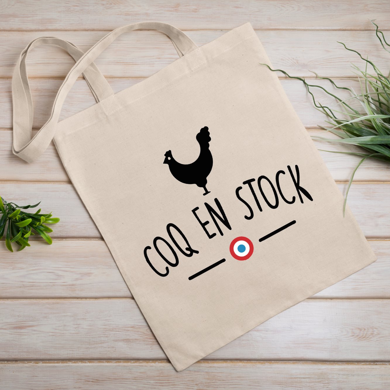 Tote bag Coq en stock Blanc