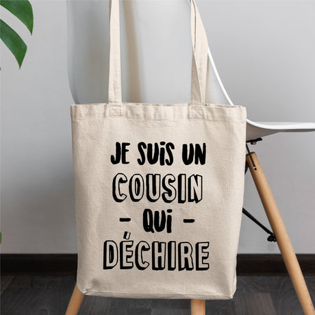 Tote bag Cousin qui déchire Blanc