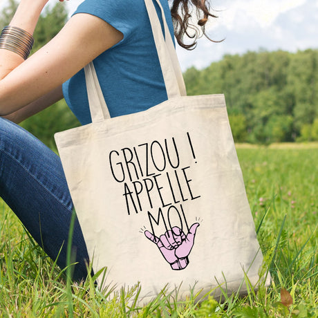 Tote bag Grizou appelle moi Blanc