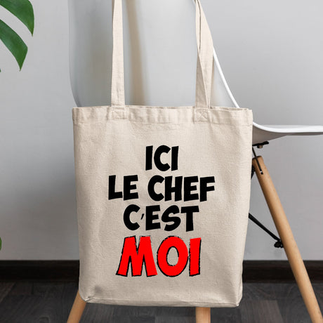 Tote bag Ici le chef c'est moi Beige