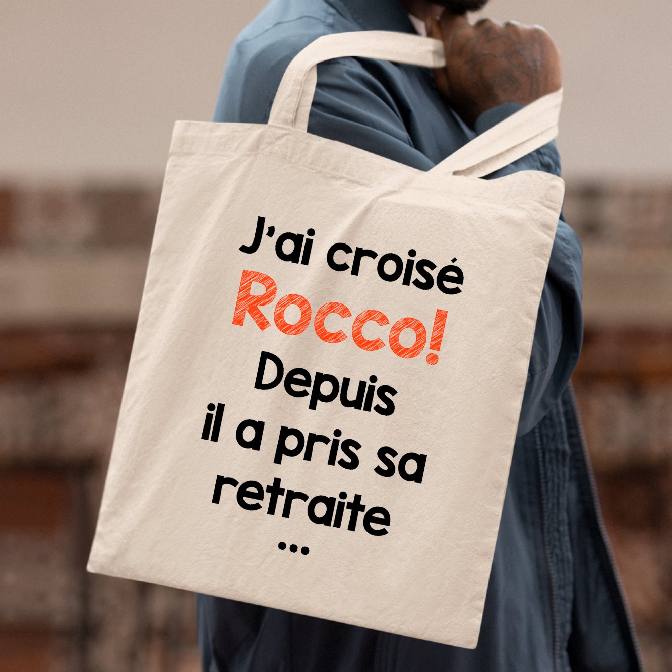 Tote bag J'ai croisé Rocco Blanc