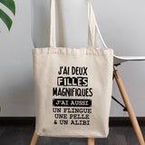 Tote bag J'ai deux filles magnifiques Beige