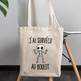 Tote bag J'ai survécu au boulot Beige