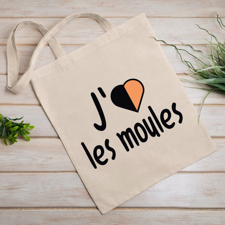 Tote bag J'aime les moules Blanc