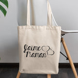 Tote bag J'aime maman Beige