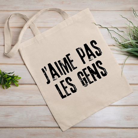 Tote bag J'aime pas les gens Beige