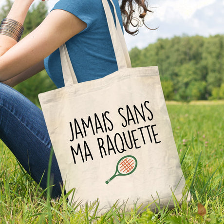 Tote bag Jamais sans ma raquette Blanc