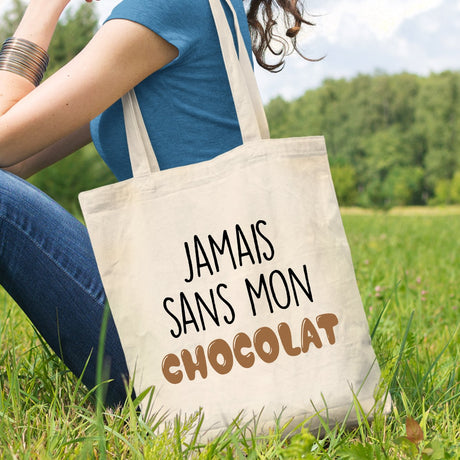 Tote bag Jamais sans mon chocolat Beige