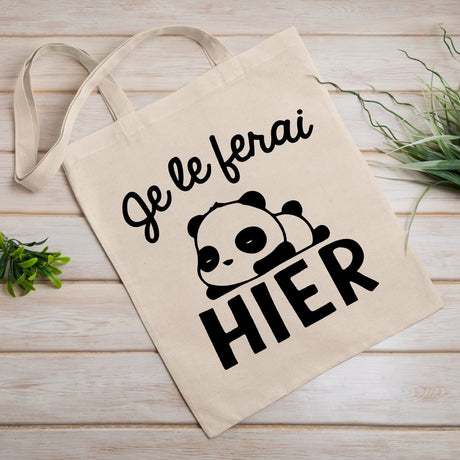 Tote bag Je le ferai hier Beige