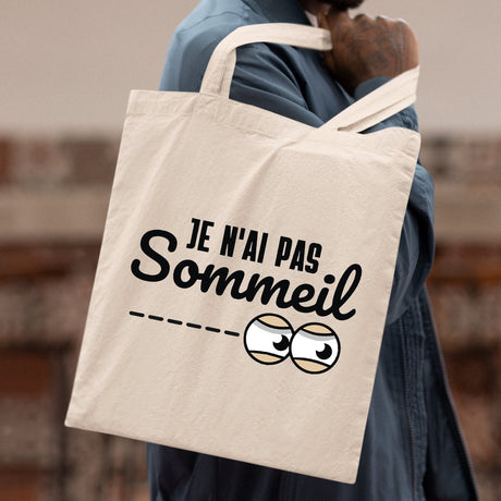 Tote bag Je n'ai pas sommeil Beige