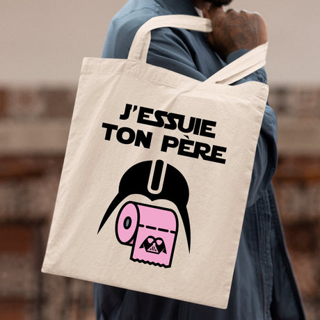 Tote bag J'essuie ton père Blanc