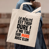 Tote bag J'me tire sur Mars avec Elon Blanc