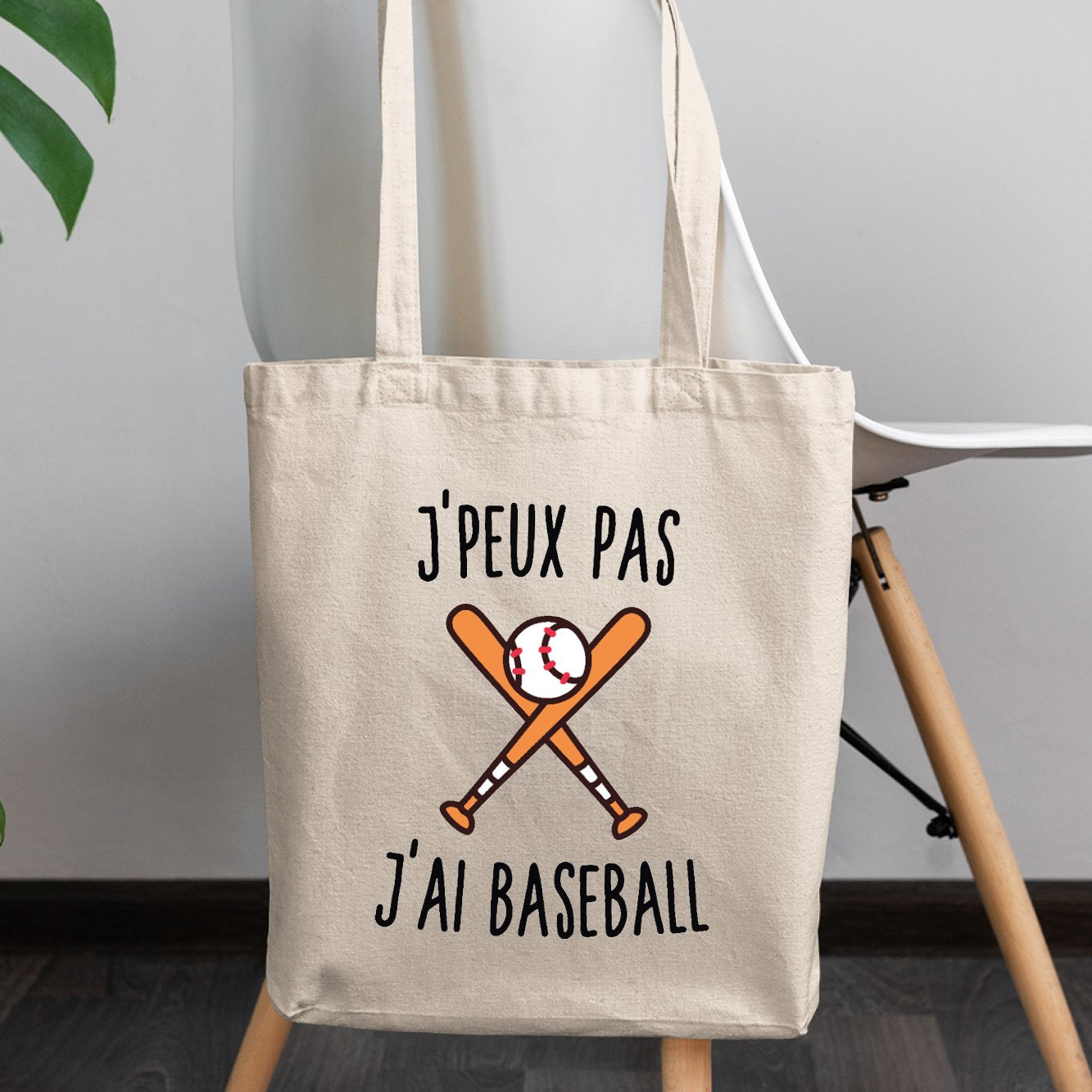 Tote bag J'peux pas j'ai baseball Beige