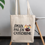 Tote bag J'peux pas j'ai catéchisme Beige
