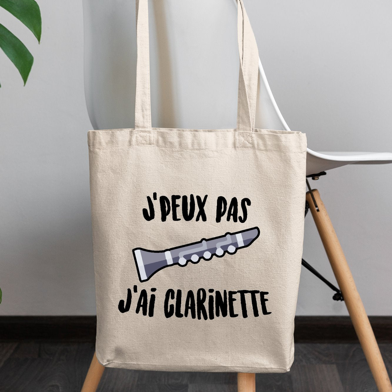 Tote bag J'peux pas j'ai clarinette Blanc