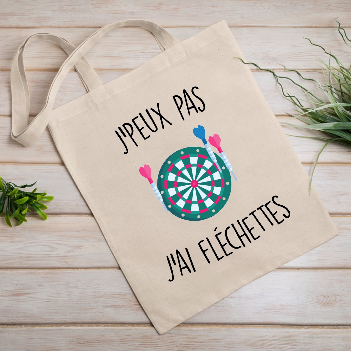 Tote bag J'peux pas j'ai fléchettes Beige